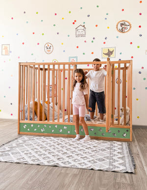Oasis Montessori Toddler Floor Bed – Wooden Bed with High Safety Rails