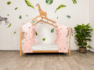Toddler Stars Bed with Legs&Slats - Climbing Twin Bed - Montessori Gym Bed