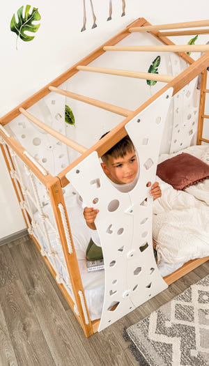 Montessori Plattform Äffchen-Bett Kinder Kletter-Spielhaus - Einzelbett mit Boden - Doppelbett