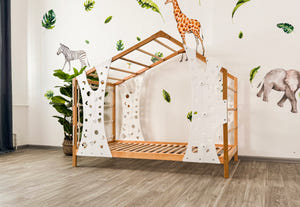 Montessori Kletterbett für Kinder - BUSYWOOD Monkey Bed mit Füßen und Lattenrost