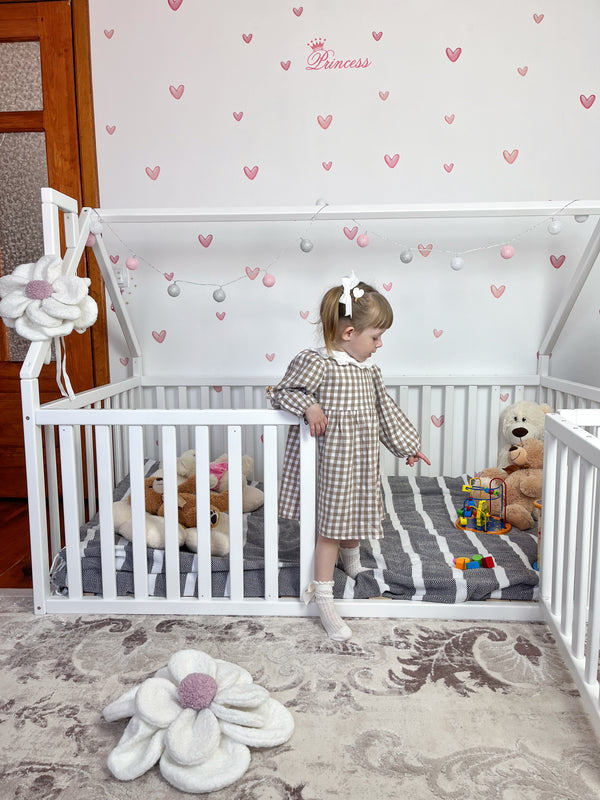 White Crib Floor Bed – Eco-Friendly Crib with Fall Protection (Model 21), фото 7