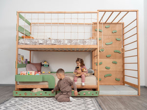 Kids Montessori Jungle Bed Set - Toddler Bed - Bunk Bed for Kids | Twin 75x38 in size, photo 1
