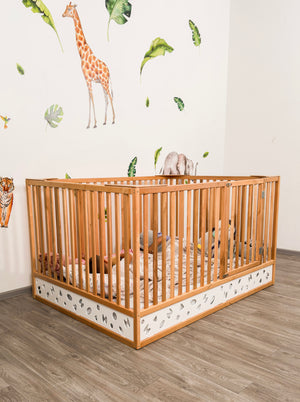 Toddler Safety Bed – Wooden Bed with Extra High Rails and Slatted Base (Oasis Bed)