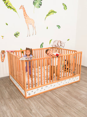 Toddler Safety Bed – Wooden Bed with Extra High Rails and Slatted Base (Oasis Bed)