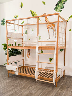 Toddler Twin Bunk Bed - Montessori Gym Bed - Twin Over Twin Bunk Bed (Ursa Minor Bed)