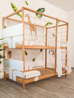 Toddler Twin Bunk Bed - Montessori Gym Bed - Twin Over Twin Bunk Bed (Ursa Minor Bed)