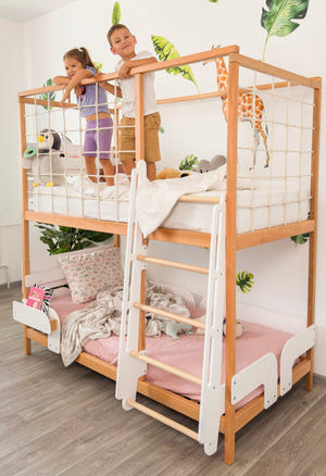 Toddler Twin Bunk Bed - Montessori Gym Bed - Twin Over Twin Bunk Bed (Ursa Minor Bed)