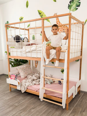 Toddler Twin Bunk Bed - Montessori Gym Bed - Twin Over Twin Bunk Bed (Ursa Minor Bed)