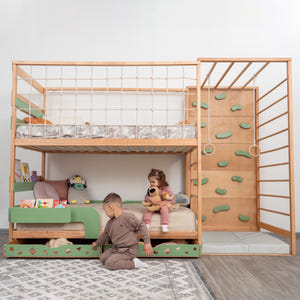 Kids Montessori Jungle Bed Set - Toddler Bed - Bunk Bed for Kids | Twin 75x38 in size