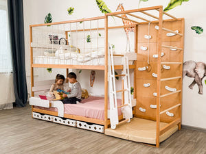 Eco-Friendly Montessori Jungle Bed - Bunk Bed with Optional Table & Drawers