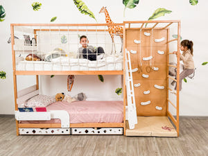 Kids Montessori Jungle Bed Set - Toddler Bed - Bunk Bed for Kids | Twin 75x38 in size