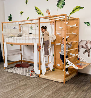 Eco-Friendly Montessori Jungle Bed - Bunk Bed with Optional Table & Drawers