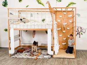 Eco-Friendly Montessori Jungle Bed - Bunk Bed with Optional Table & Drawers