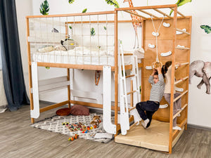 Floor Bed Bunk Bed – Twin Floor Bed Bunk for Active Little Sleepers (Jungle Bed)