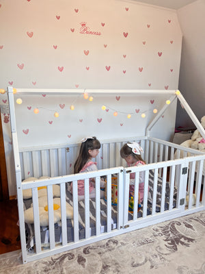 White Crib Floor Bed – Eco-Friendly Crib with Fall Protection (Model 21)