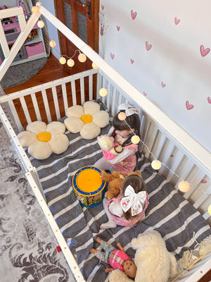 White Crib Floor Bed – Eco-Friendly Crib with Fall Protection (Model 21)
