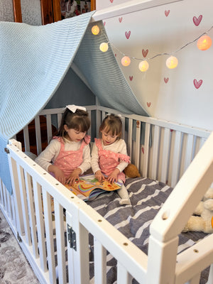 White Crib Floor Bed – Eco-Friendly Crib with Fall Protection (Model 21)