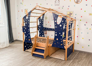 Toddler Montessori Climbing Bed with Double Pet Space Underneath (BusyPet Duo Bed)