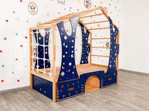 Wooden Kids Climbing Bed with Dog Bed Underneath (BusyPet Buddy Bed)
