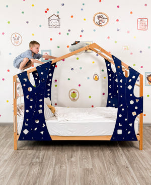 Kletterbett für Kletterbeine und Sprossenbett – Einzelbett für Kleinkinder – Montessori-Bett groß