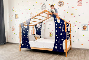 Kletterbett für Kletterbeine und Sprossenbett – Einzelbett für Kleinkinder – Montessori-Bett groß
