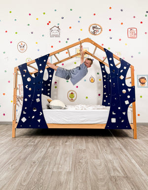 Kletterbett für Kletterbeine und Sprossenbett – Einzelbett für Kleinkinder – Montessori-Bett groß
