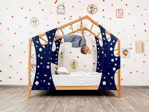 Kletterbett für Kletterbeine und Sprossenbett – Einzelbett für Kleinkinder – Montessori-Bett groß