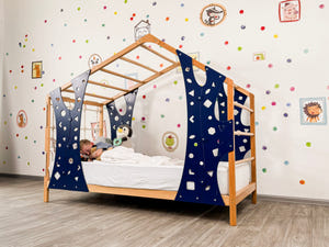 Kletterbett für Kletterbeine und Sprossenbett – Einzelbett für Kleinkinder – Montessori-Bett groß
