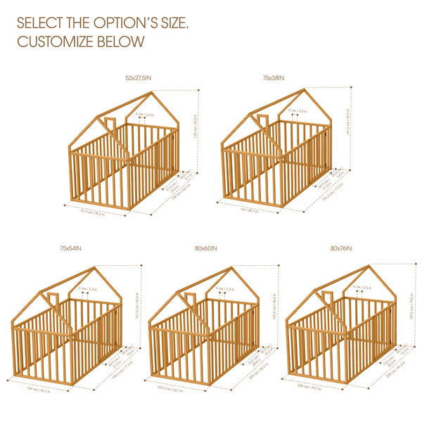 Montessori wood House Playpen with Fall Protection (Model 21)