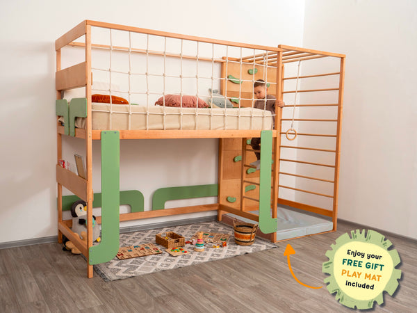 Eco-Friendly Montessori Jungle Bed with Optional Table & Drawers, фото 2