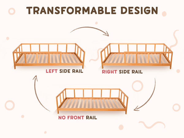 Montessori toddler bed with rails (Model 10), фото 13