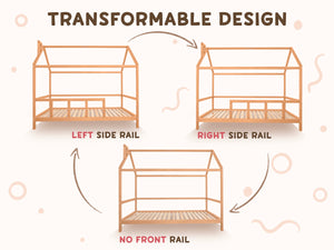 Montessori Bed House Bed with legs Grey color (Model 2)
