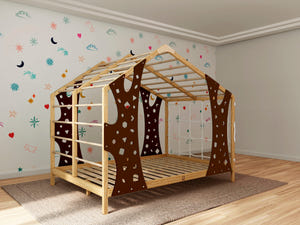 Monkey Climbing Bed for Toddlers with Legs & Slats