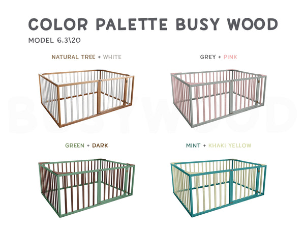 Platform bed Playpen with extended rail | 75x54 size | 11 colors (Model 6.3/20)