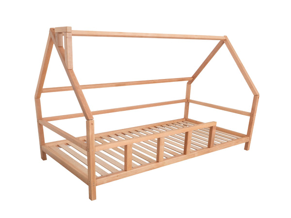 Full Montessori Bed with legs and roof Natural color, Size 75x54 in (Model 1)