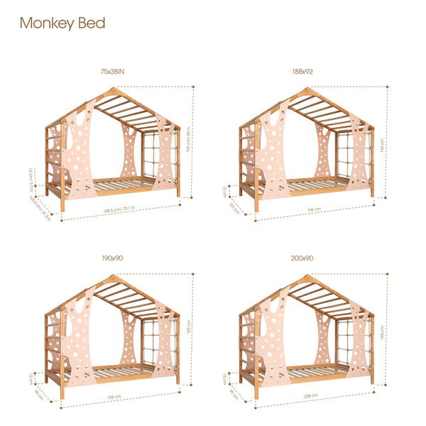 Toddler Monkey Bed for Climbing Legs & Slats