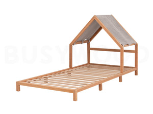 Headboard Bed with Grey Canopy