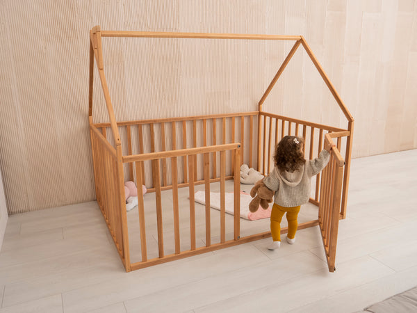 Montessori Wooden Playpen Bed with Fall Protection (Model 21)