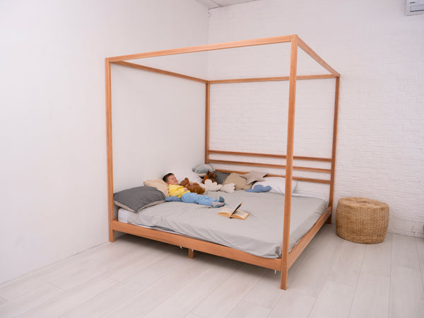 Teen Wooden bed with Legs&Slats Queen Size 80x60 in (Model 8)