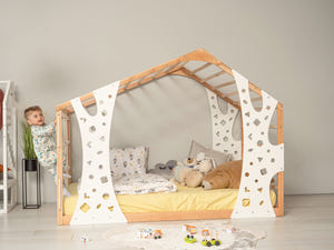 Montessori Platform Monkey Bed Kids Climbing Playhouse - Twin Floor Bed - Full Size Bed