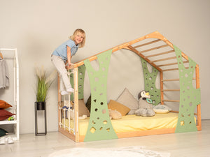 Montessori Climbing Bed Monkey - Twin Floor Bed - Toddler Full Bed - Jungle Gym Bed by BUSYWOOD