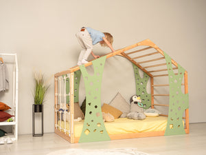 Montessori Climbing Bed Monkey - Twin Floor Bed - Toddler Full Bed - Jungle Gym Bed by BUSYWOOD