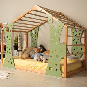 Montessori Climbing Bed Monkey - Twin Floor Bed - Toddler Full Bed - Jungle Gym Bed by BUSYWOOD