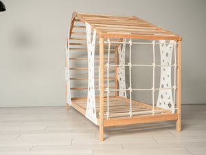 Montessori Climbing Bed for Kids - BUSYWOOD Monkey Bed with Legs and Slats - Toddler Bed