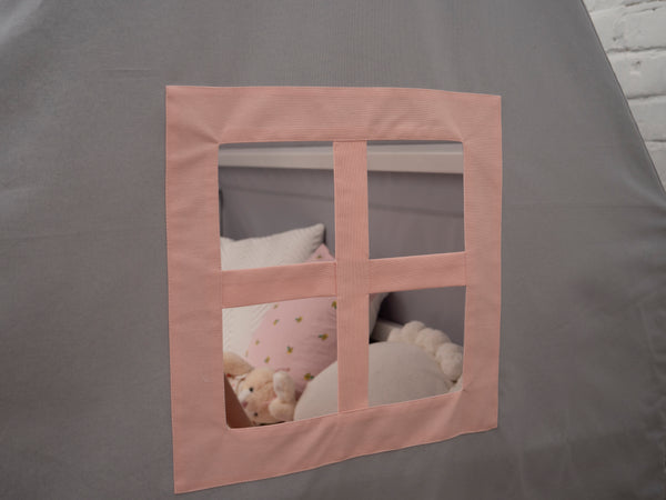 Princess Palace Canopy Bed Set Grey-Pink Color