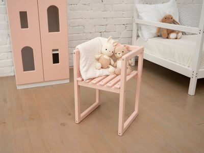 Montessori Wood Chair for Girl Room (Chair Cube)