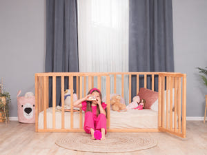 Montessori Floor Bed with Rails and Slatted Base - Wooden Toddler Bed Frame (Model 6.3/20)