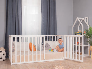 Montessori toddler bed - Kids bed frame with extended rail (Model 6.3/20)