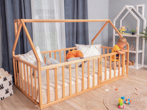 Toddler House Bed Playpen Natural color | 75x54 in (Model 6/17)