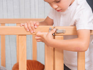 Montessori wood House Playpen Bed with Fall Protection Floor & Slats & Roof (Model 21)